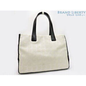 Chanel Travel Line Tote Bag Shoulder White Black Nylon Leather